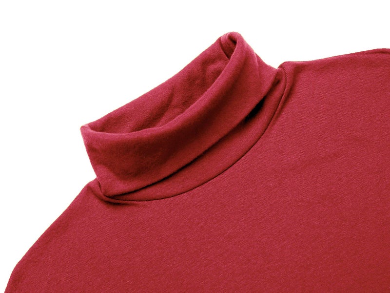 Poriff Men's Basic Turtleneck Pullover Melange Colored Slim Fit Long Sleeve Sweater Red M - Image 4